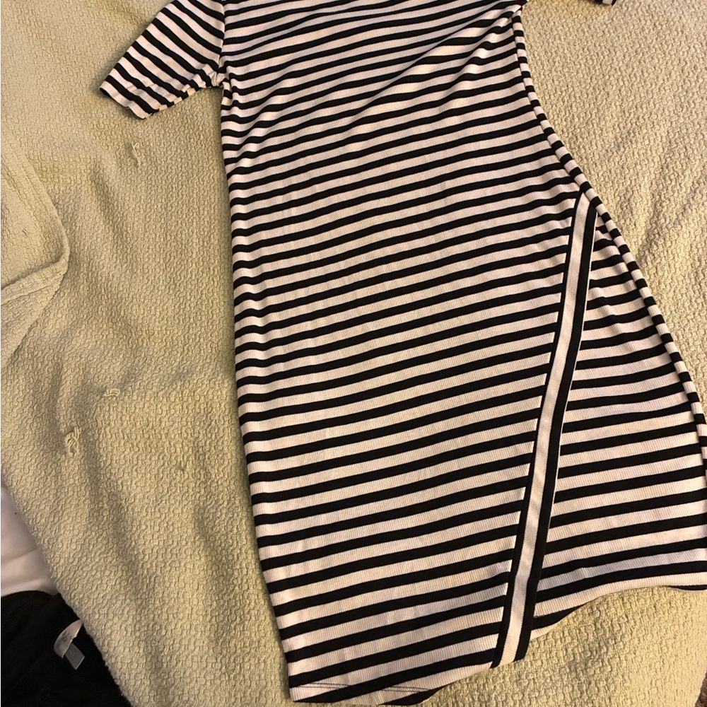Rue21 Black and White Asymmetrical Striped Dress